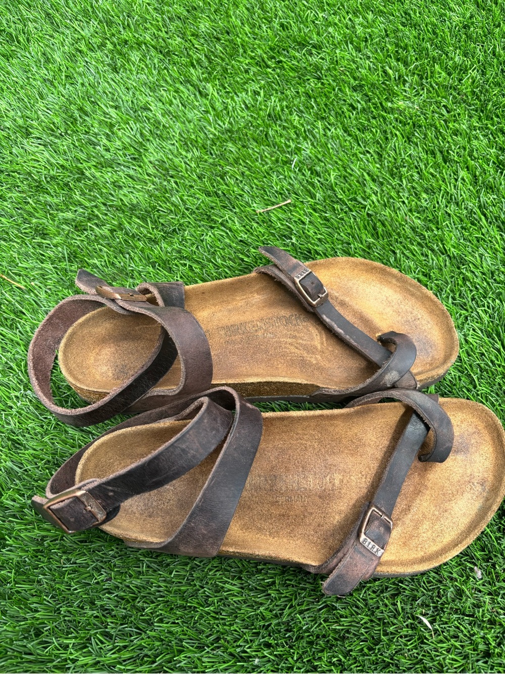 Birkenstock Brown Leather Strappy Sandals - Picture 3 of 4